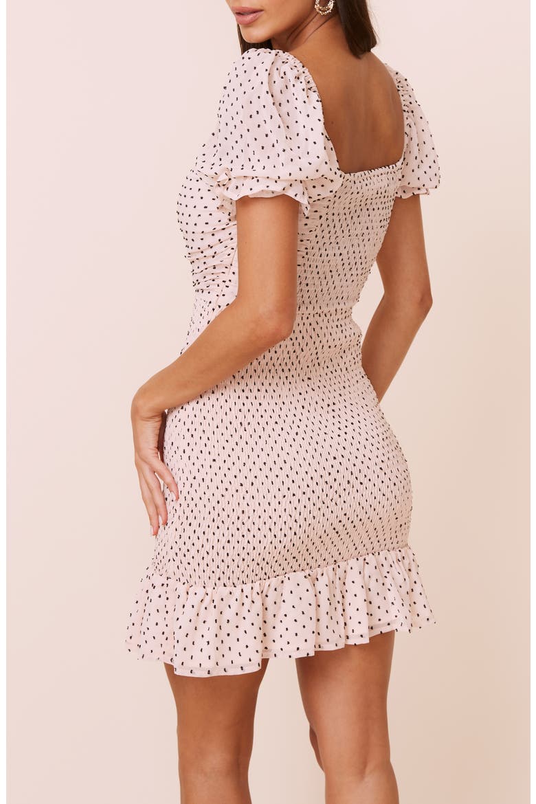 Smocked Clip Dot Chiffon Minidress, Alternate, color, BLUSH DOT