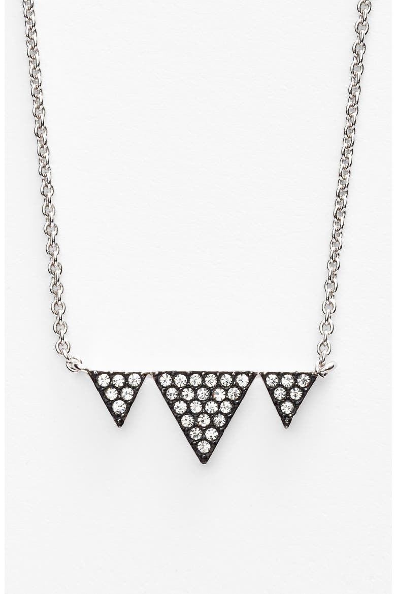 Triangle Pendant Necklace, Main, color, SILVER/ BLACK DIAMOND