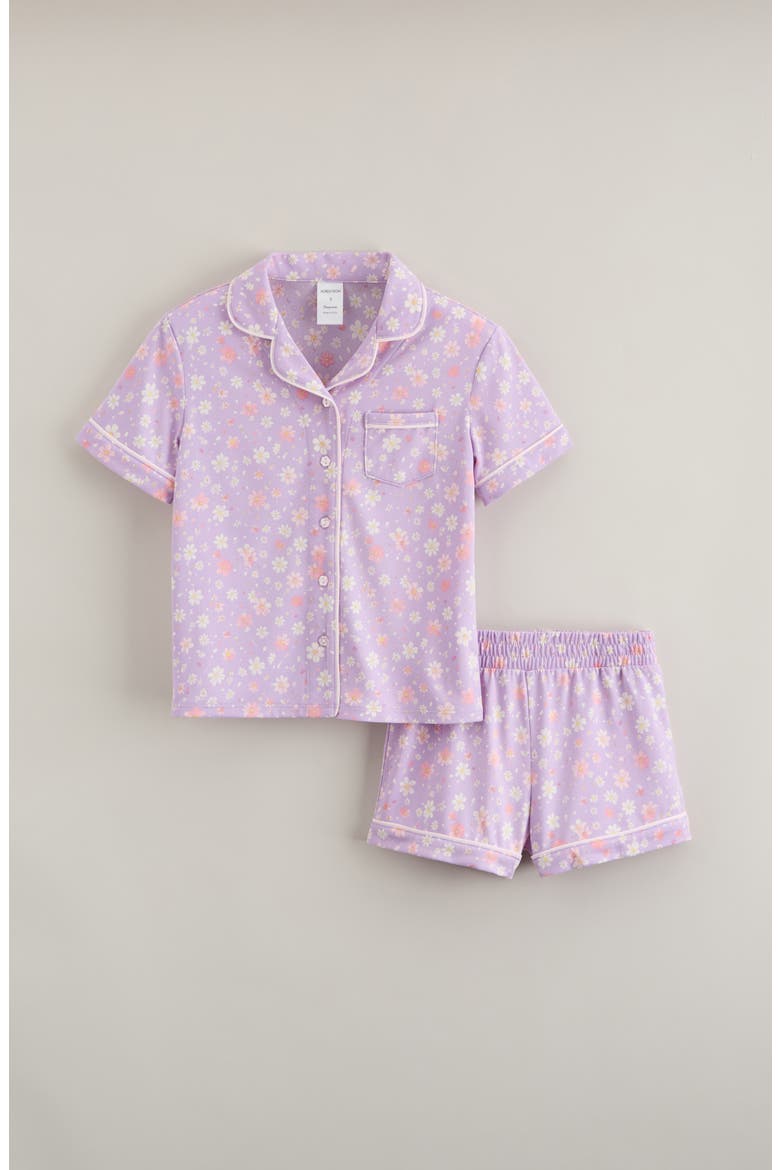 Kids' Print Two-Piece Short Pajamas, Main, color, PURPLE MULTI FLORAL