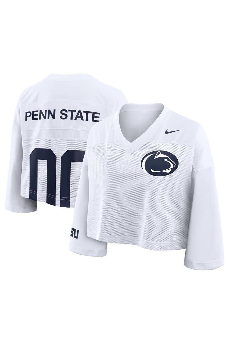 Women's Nike White Penn State Nittany Lions Cropped Mesh Dri-FIT Fashion Jersey, Main, color, White