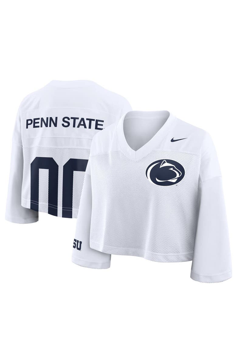 Nike Women's Nike White Penn State Nittany Lions Cropped Mesh Dri-FIT Fashion Jersey, Main, color, White