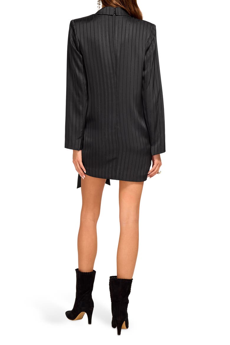 Irina Pinstripe Tie Minidress, Alternate, color, BLACK