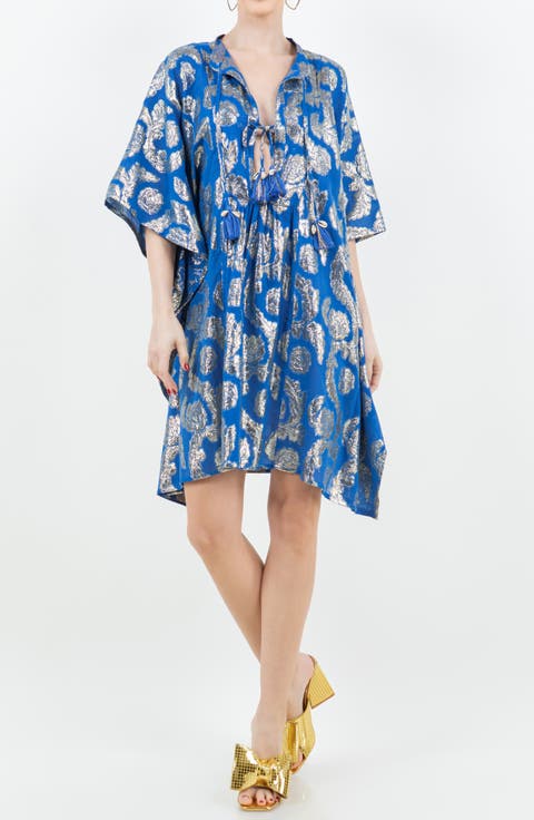 Palm Springs Metallic Jacquard Caftan Dress