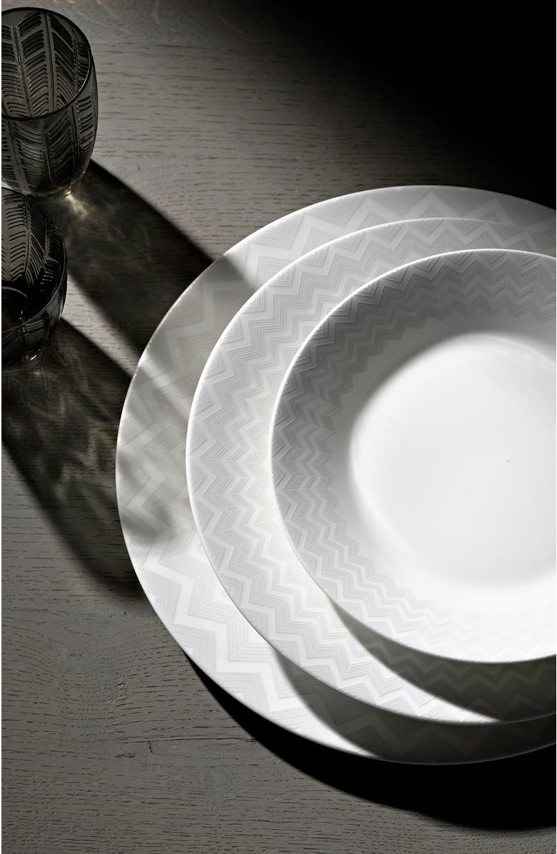 Missoni Home Tableware Rice Bowls ZIG ZAG Set of 6 White diam. 11.3" H 2.4 ", Alternate, color, White