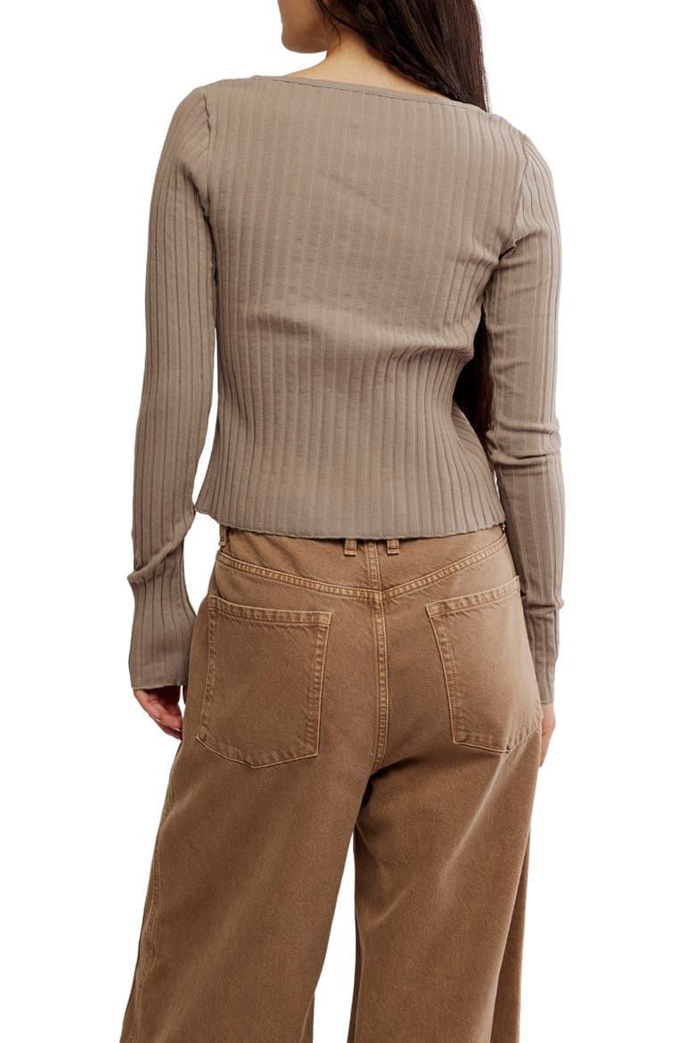 Tilly Rib Long Sleeve Button-Up Top, Alternate, color, FALLEN ROCK