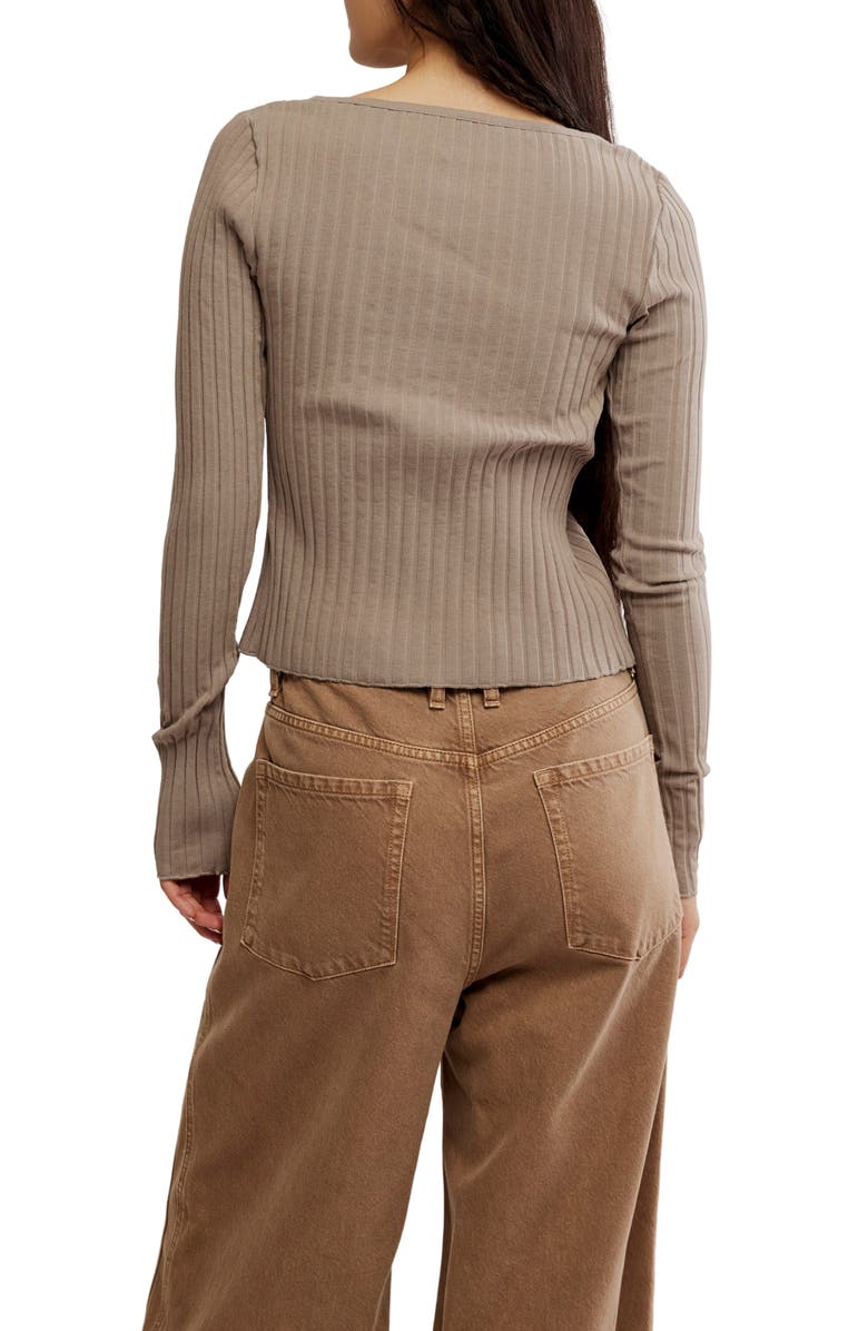 Free People Tilly Rib Long Sleeve Button-Up Top, Alternate, color, Fallen Rock
