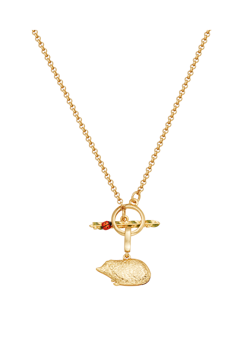 Ladybird & Hedgehog Toggle Necklace, Alternate, color, Gold