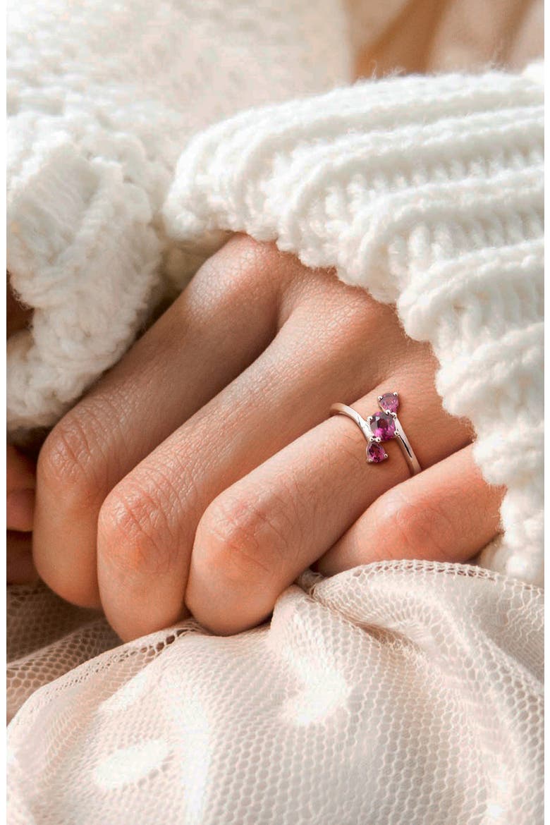 Rhodolite Garnet Sterling Silver Three-Stone Ring, Alternate, color, RED