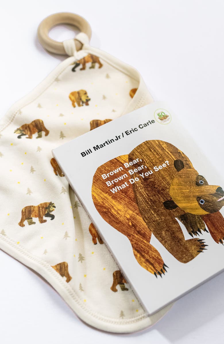 L'ovedbaby x The World of Eric Carle<sup>™</sup> Organic Cotton Lovey with Removable Teething Ring, Alternate, color, Brown Bear