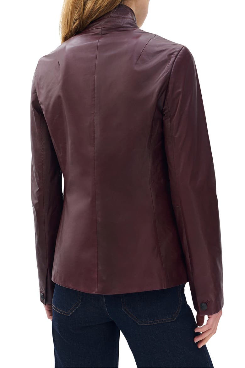 Slade Leather Blazer, Alternate, color, BURGUNDY