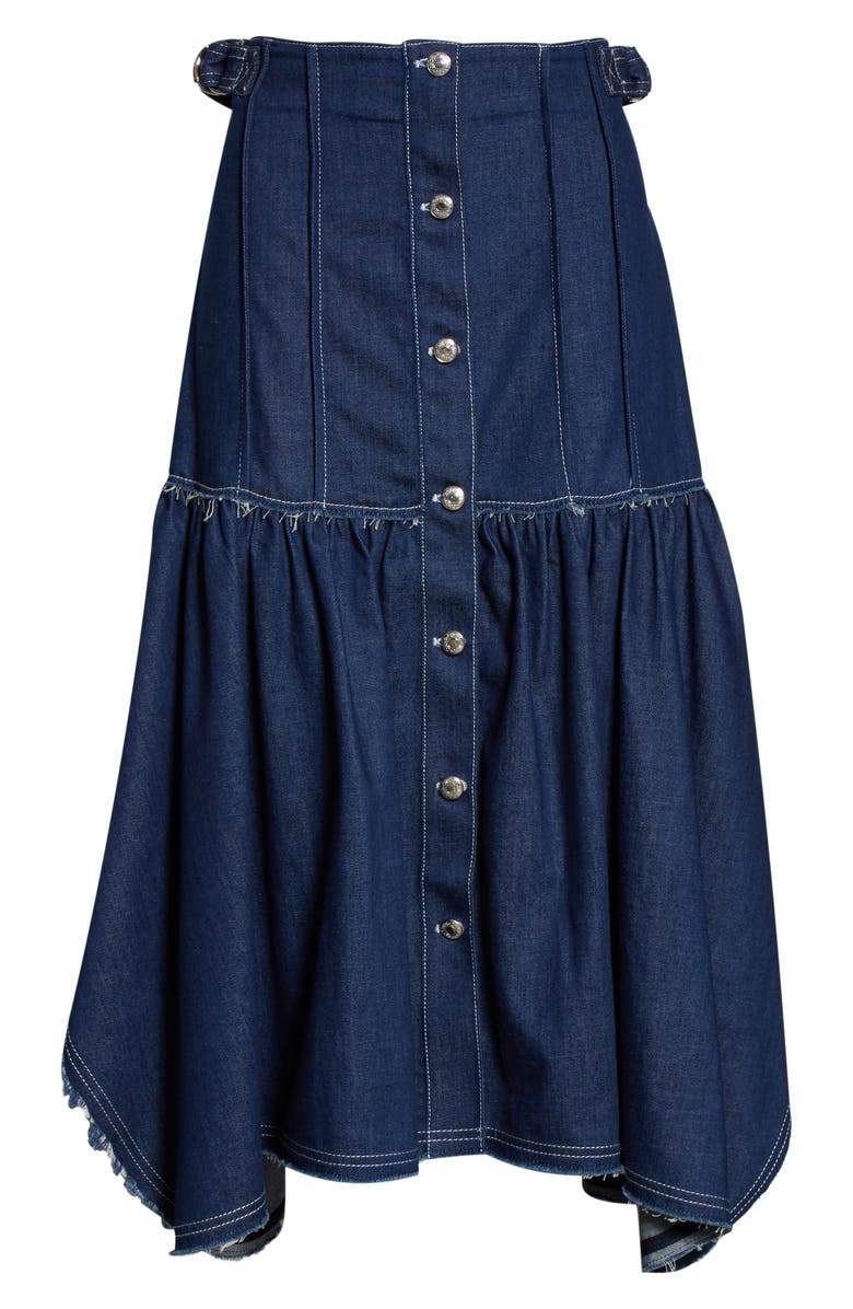 Chloé Pintuck Denim Midi Skirt, Alternate, color, 