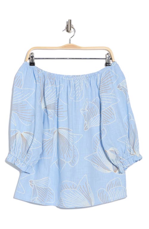 Shop Cece Off-the-shoulder Puff Sleeve Top In Windsurfer Floral