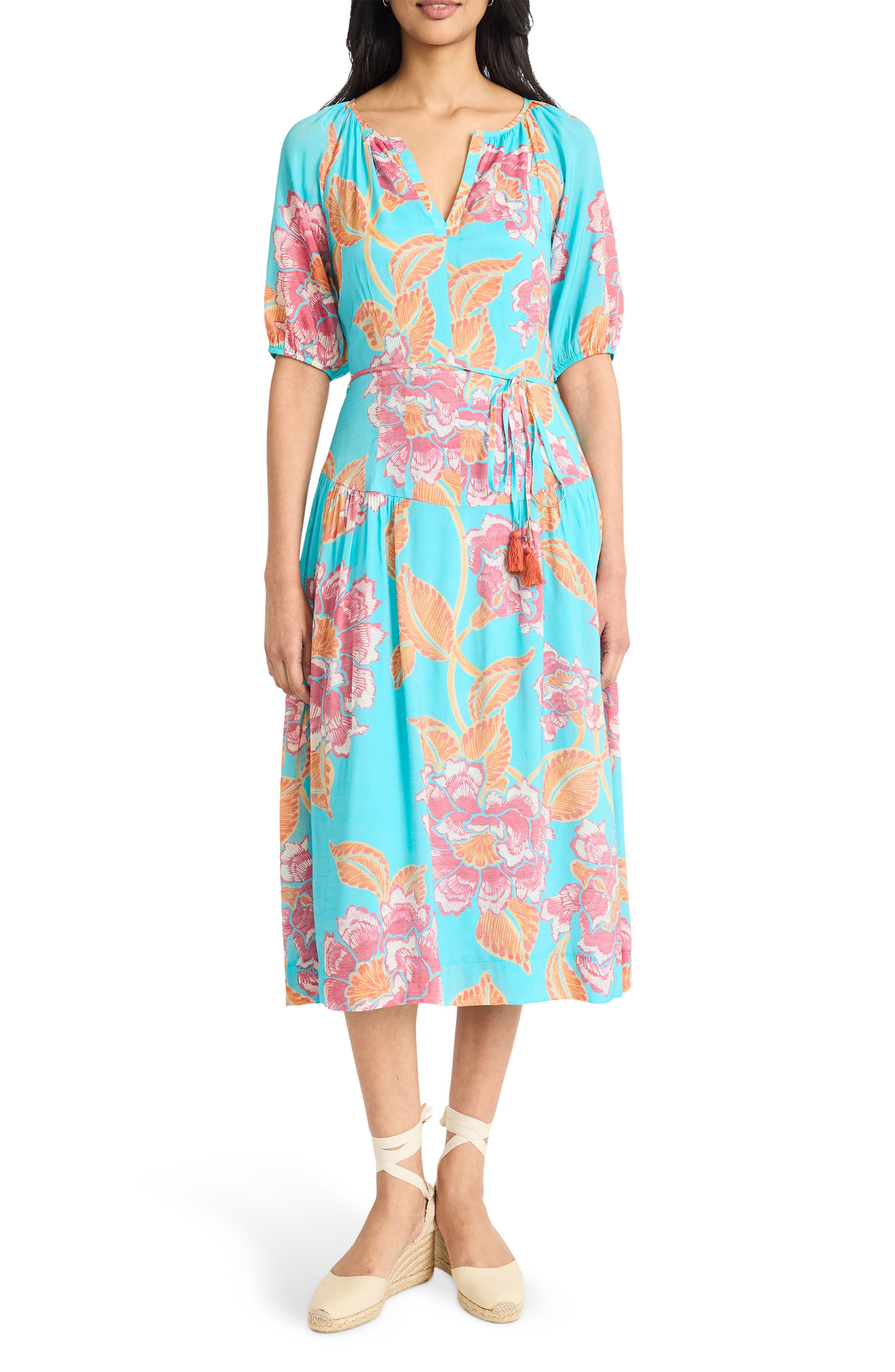 The Good Journey Split Neck Midi Dress