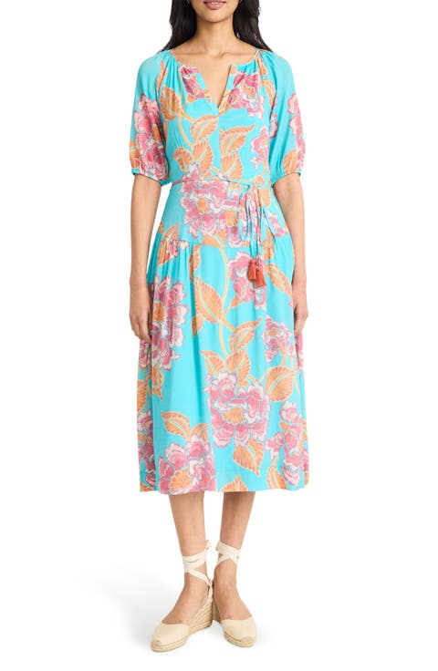 Split Neck Midi Dress