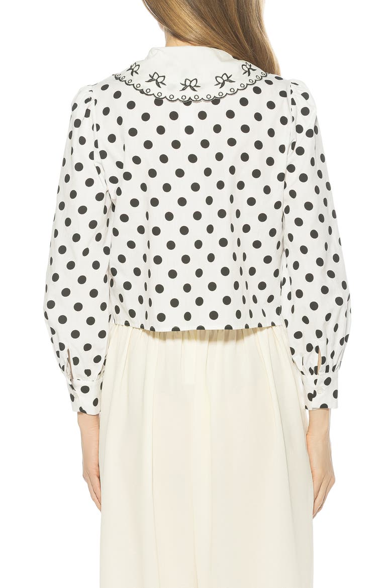 Issey Embroidered Collar Button-Up Shirt, Alternate, color, IVORY POLKA