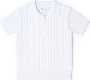 Florence Eiseman Short Sleeve Polo Cable Sweater