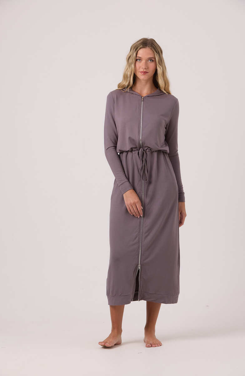 By Tess Collection Hoodie Dress Maxi, Main, color, Grey