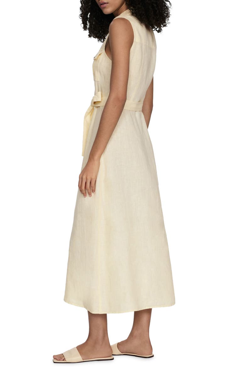 Sleeveless Belted Linen Midi Shirtdress, Alternate, color, PASTEL YELLOW