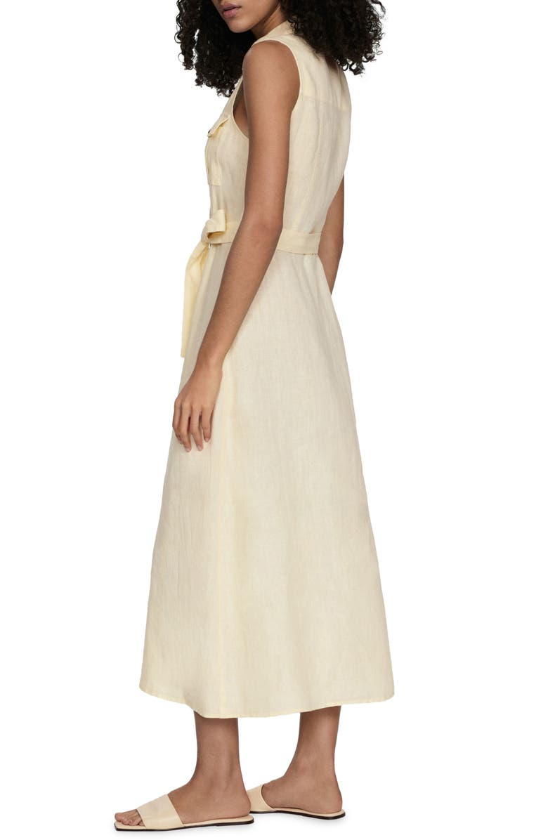 MANGO Sleeveless Belted Linen Midi Shirtdress, Alternate, color,