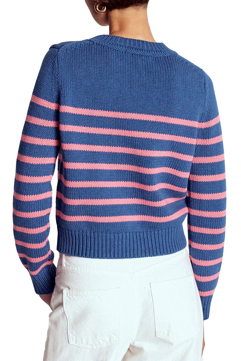 Lucy Stripe Chunky Crop Cotton Sweater, Alternate, color, BLUE, PINK STRIPE