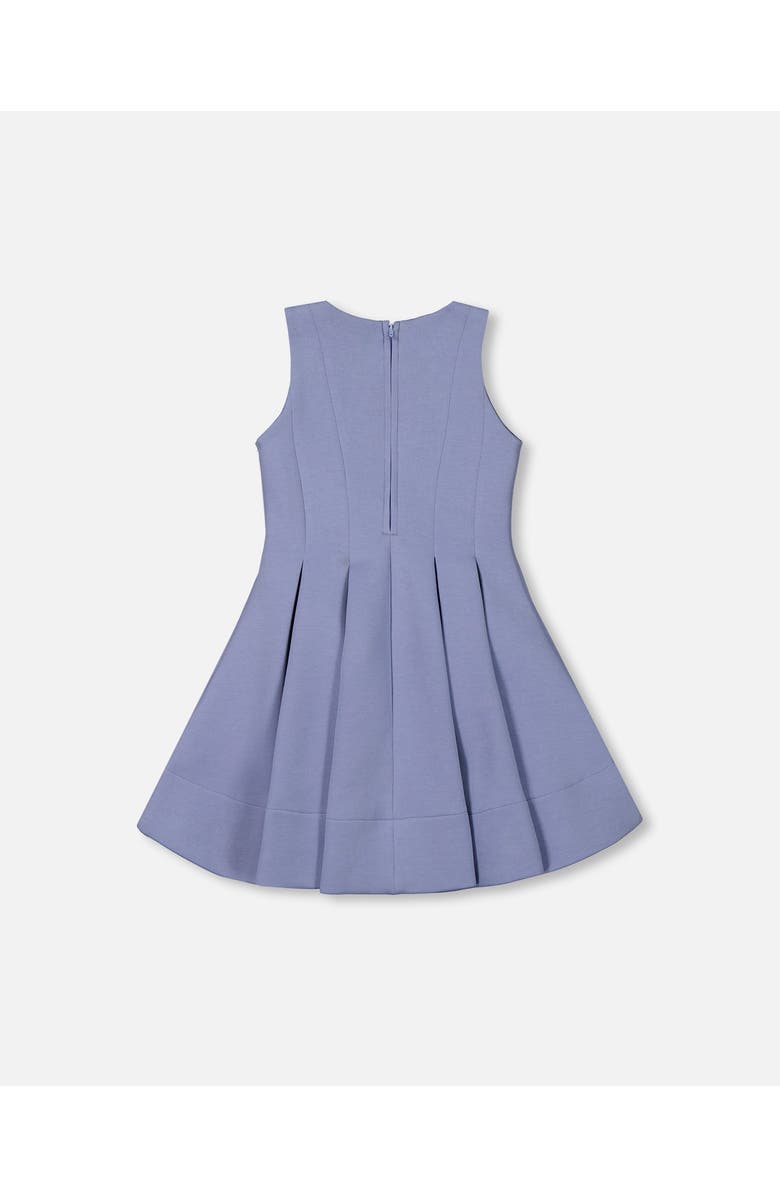 Deux par Deux Little Girl's Neoprene Bow Dress Old Blue, Alternate, color, Old Blue