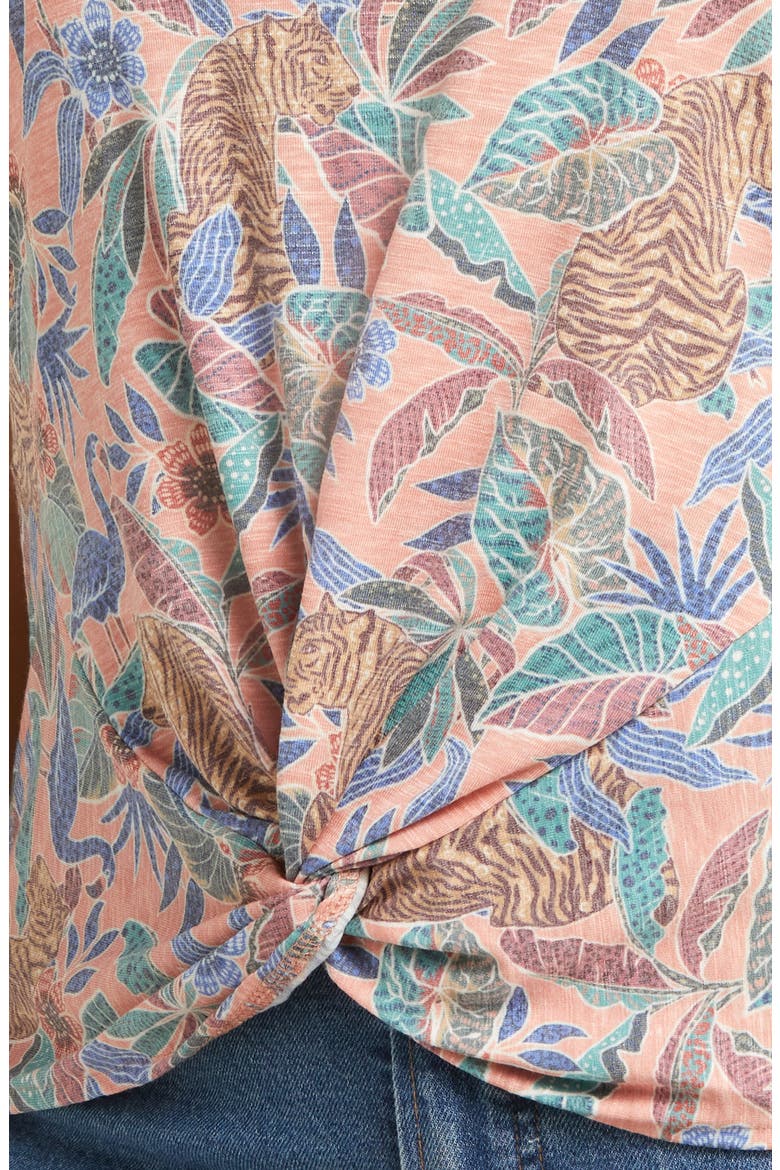 Floral Twist Hem Top (Nordstrom Exclusive), Alternate, color, DUSTY PAPAYA MULTI