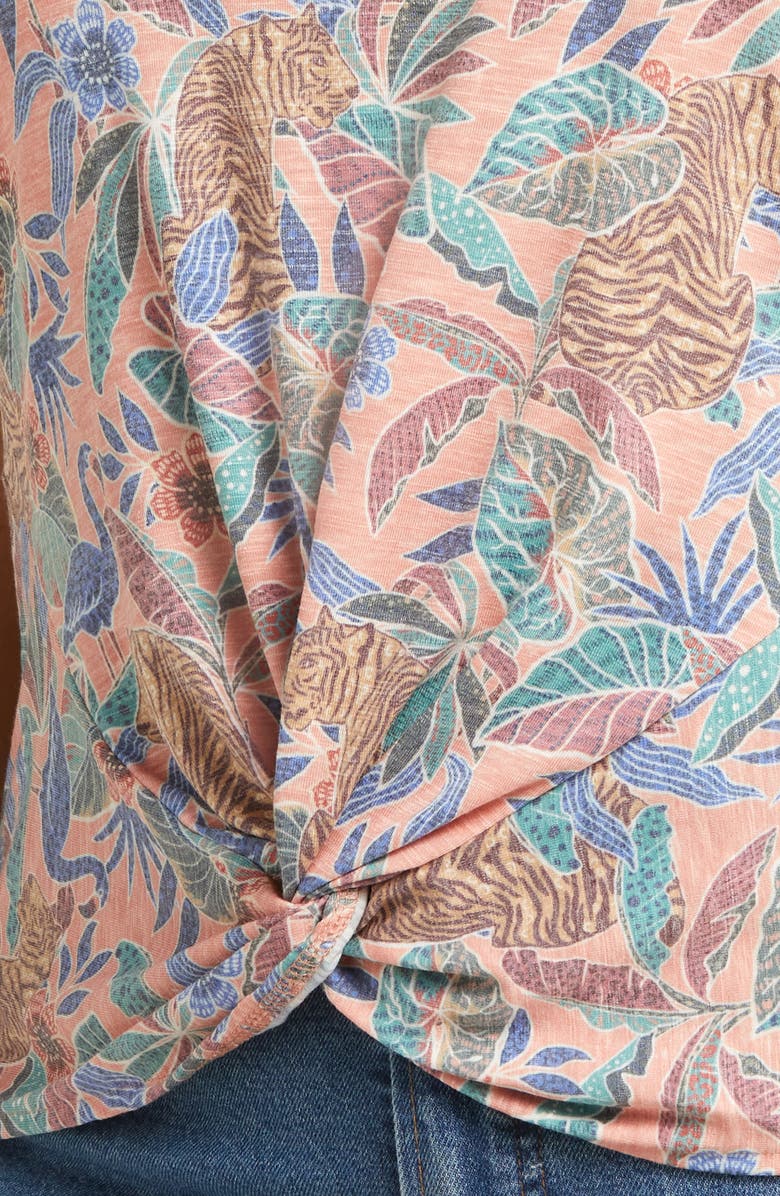 Wit & Wisdom Floral Twist Hem Top, Alternate, color, Dusty Papaya Multi