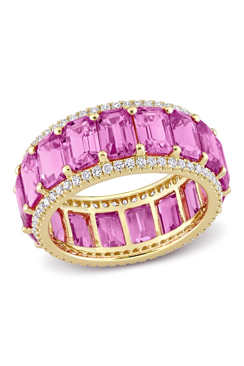 Gemstone & Diamond Eternity Ring 14k, Main, color, Pink Sapphire/Rose Gold