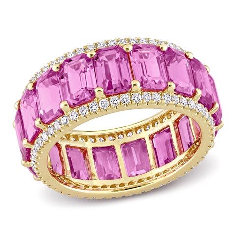 Gemstone & Diamond Eternity Ring 14k