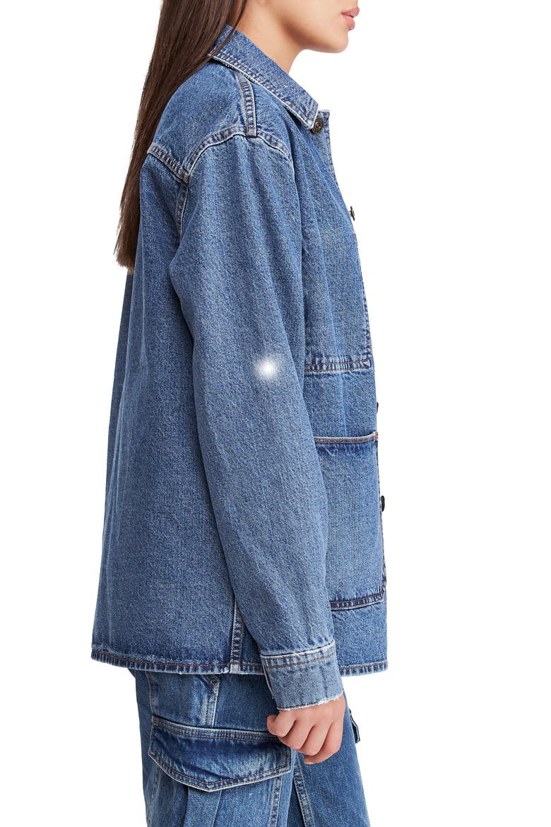 Longline Denim Jacket, Alternate, color, BLUE