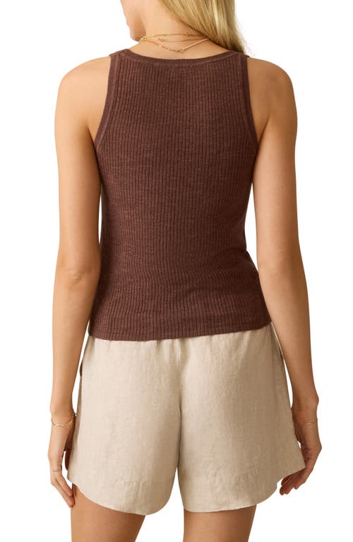 Faherty Miramar Linen Mini Rib Tank In Brown