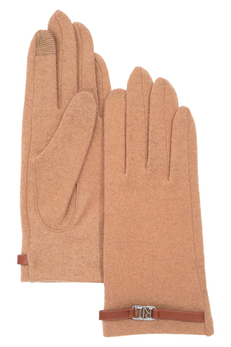 Oval Logo Bracelet Wool & Cashmere Blend Gloves, Main, color, CLASSIC CAMEL