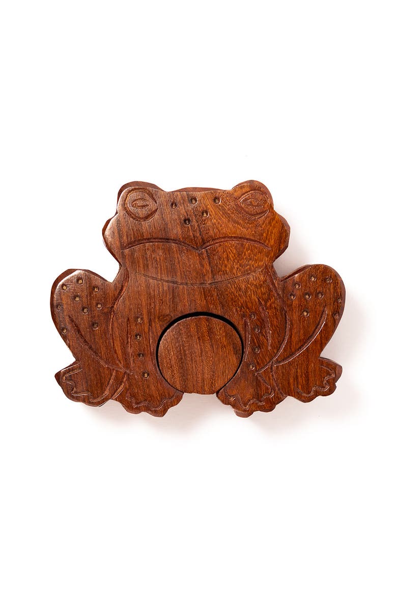 Frog Puzzle Box - Hand Carved Wood, Main, color, Hand Carved Wood