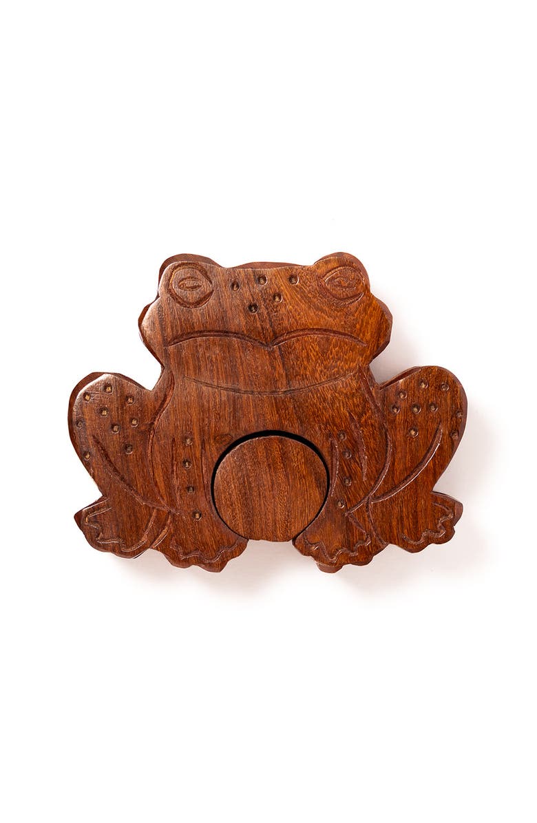Matr Boomie Frog Puzzle Box - Hand Carved Wood, Main, color, Hand Carved Wood