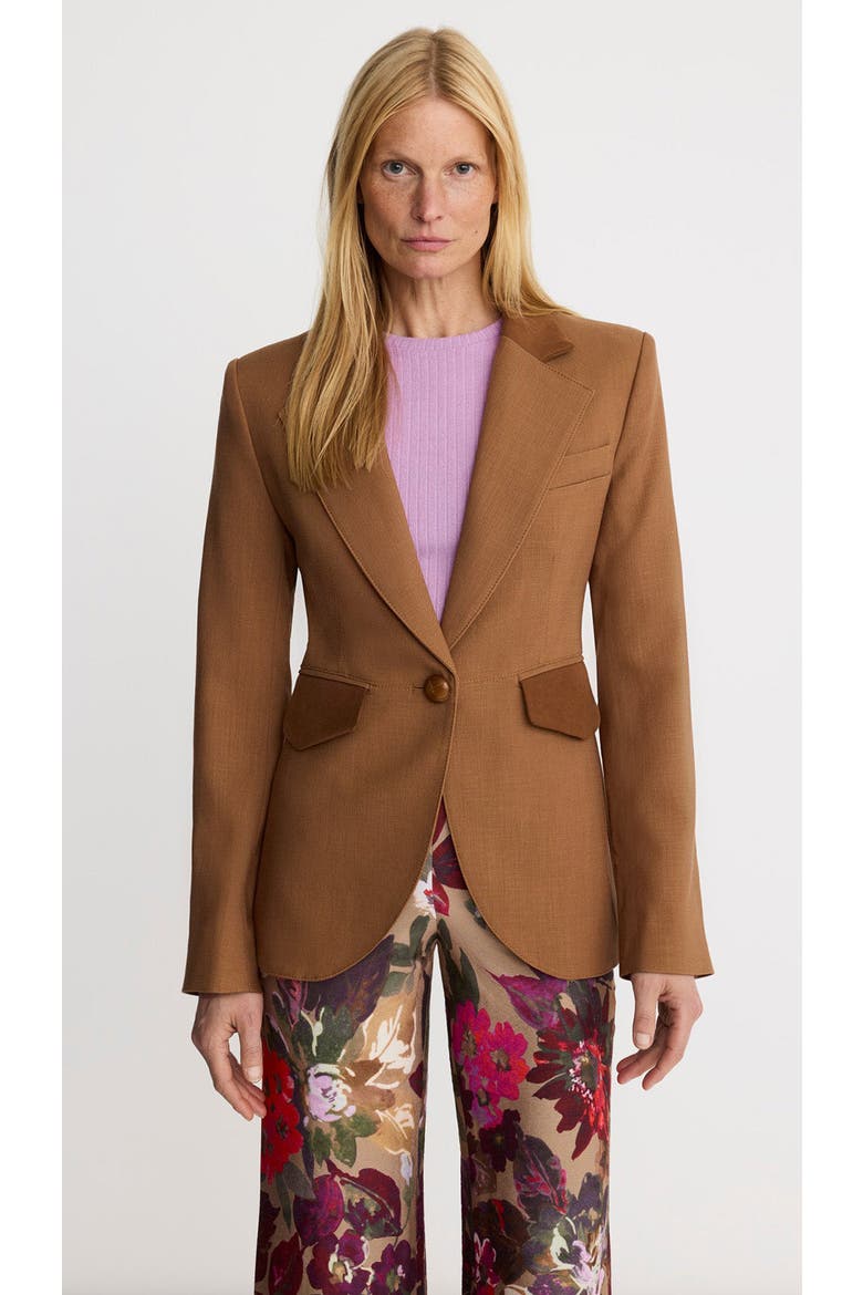 Blocked Seamed Blazer, Main, color, Saddle