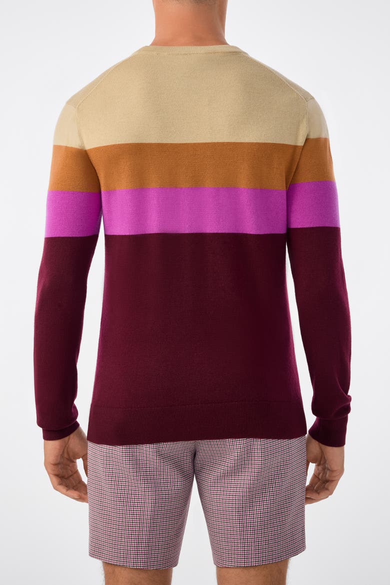Romero Crewneck Sweater 100% Merino Wool Elderberry Slim Fit, Alternate, color, Elderberry Multi