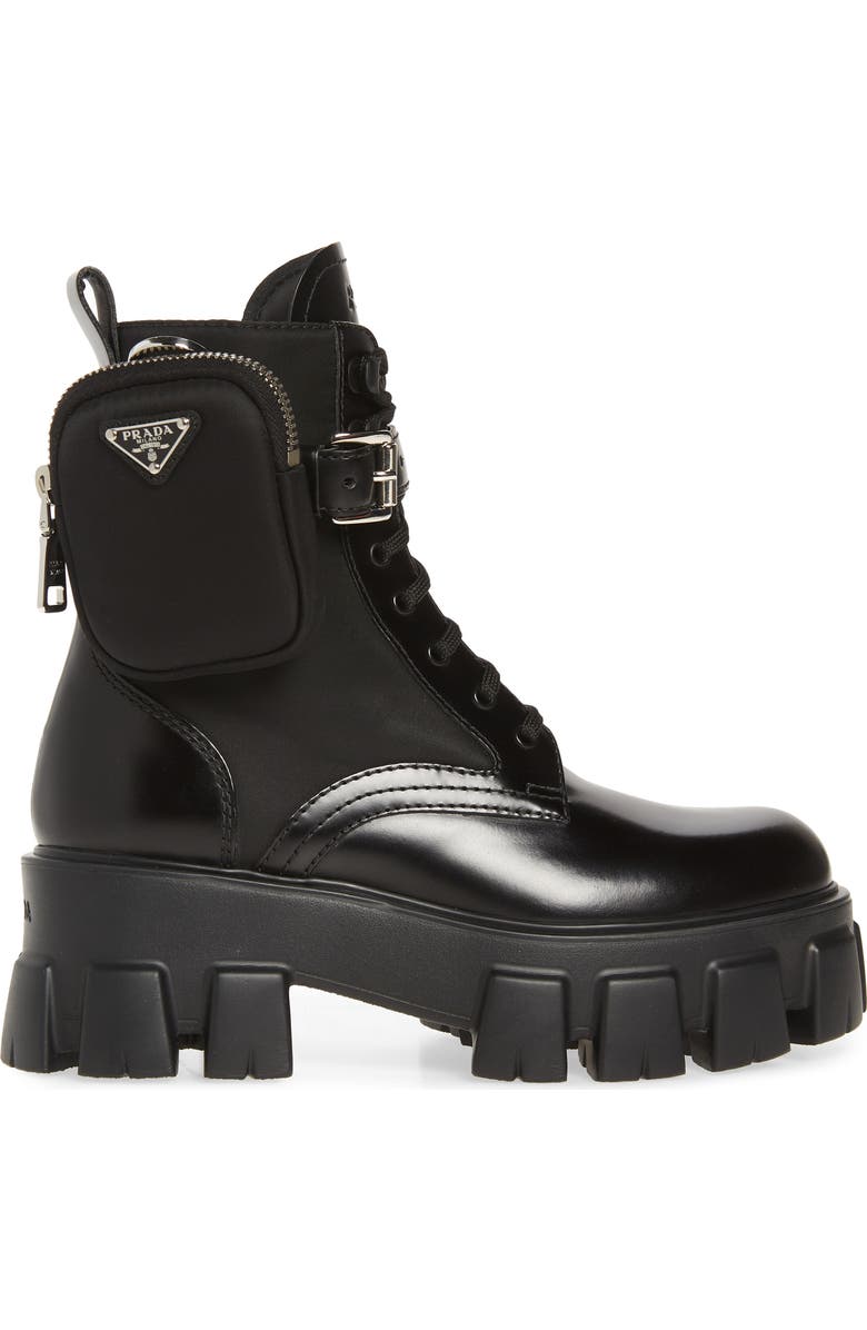 Prada Monolith Mini Bag Lug Sole Combat Boot, Alternate, color,