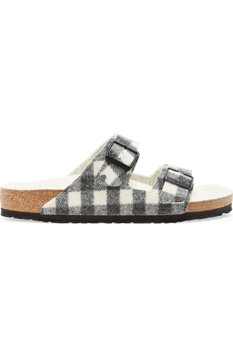 Birkenstock Arizona Plaid Genuine Shearling Slide Sandal, Alternate, color,