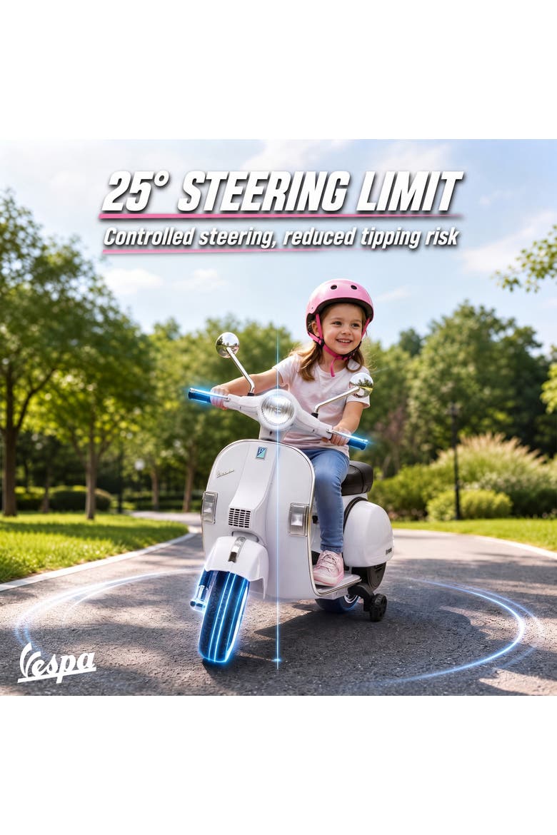Electric Motorcycle with Training Wheels, Alternate, color, White