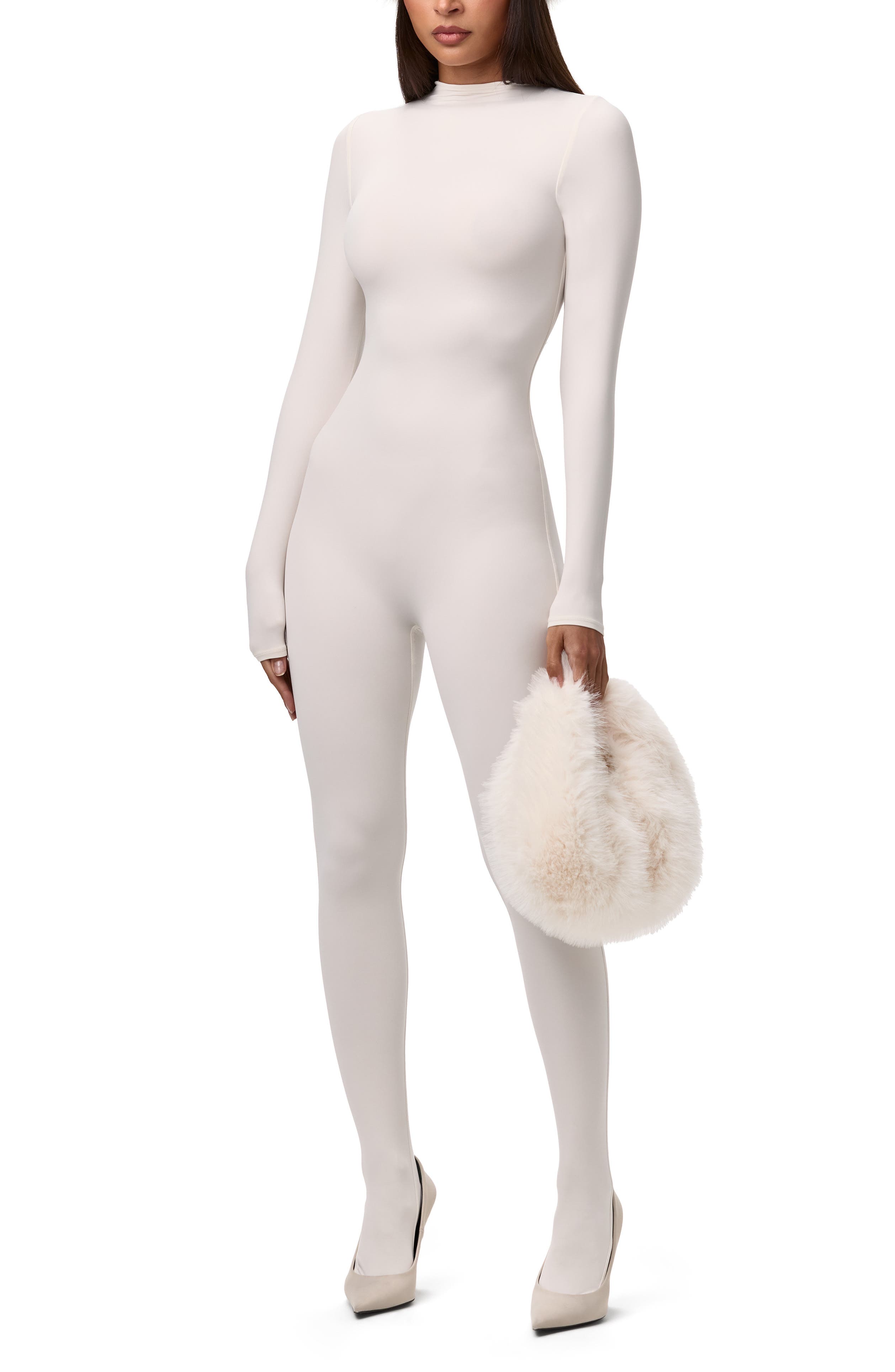Mini Faux Fur Bag, Alternate, color, BONE