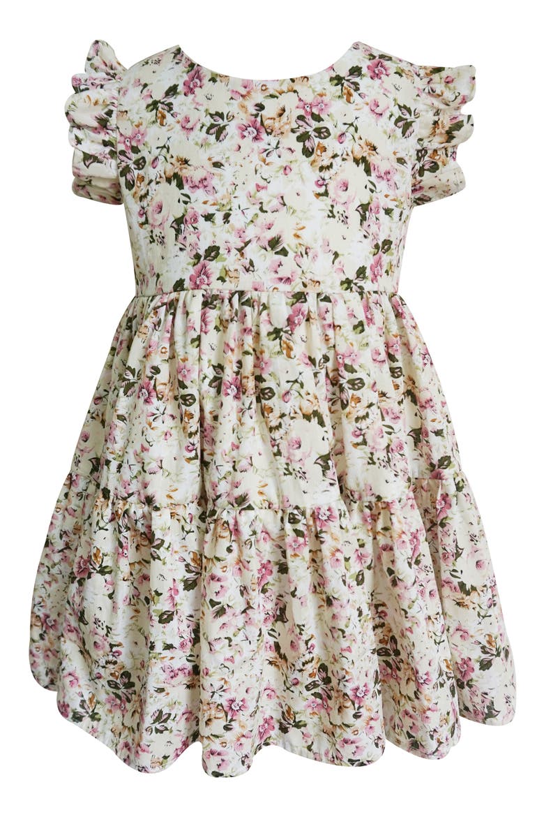 Kids' Floral Ruffle Cotton Tiered Party Dress, Main, color, WHITE MULTI