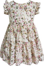 Popatu Kids' Floral Ruffle Cotton Tiered Party Dress