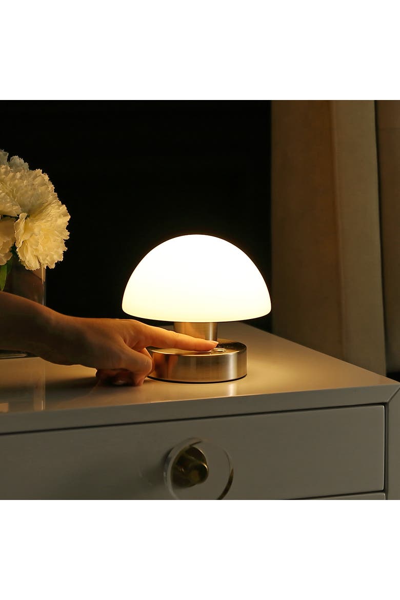 Zoe Modern Minimalist Iron Rechargeable Integrated Portable LED Table Lamp, Alternate, color, Nickel