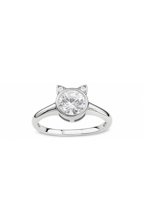 Cubic Zirconia Kitty Cat Ring