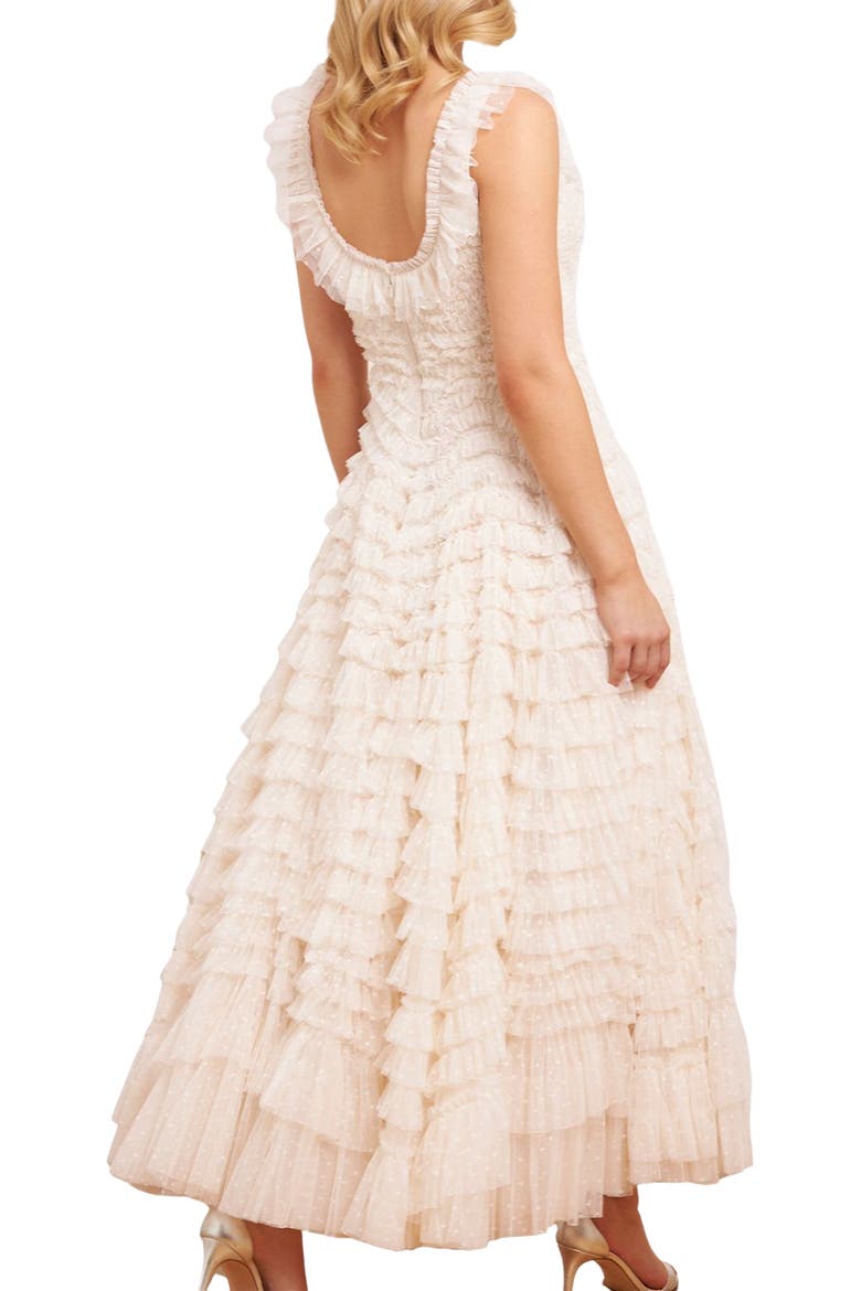 Hattie Scoop Neck Ankle Gown, Alternate, color, Cream
