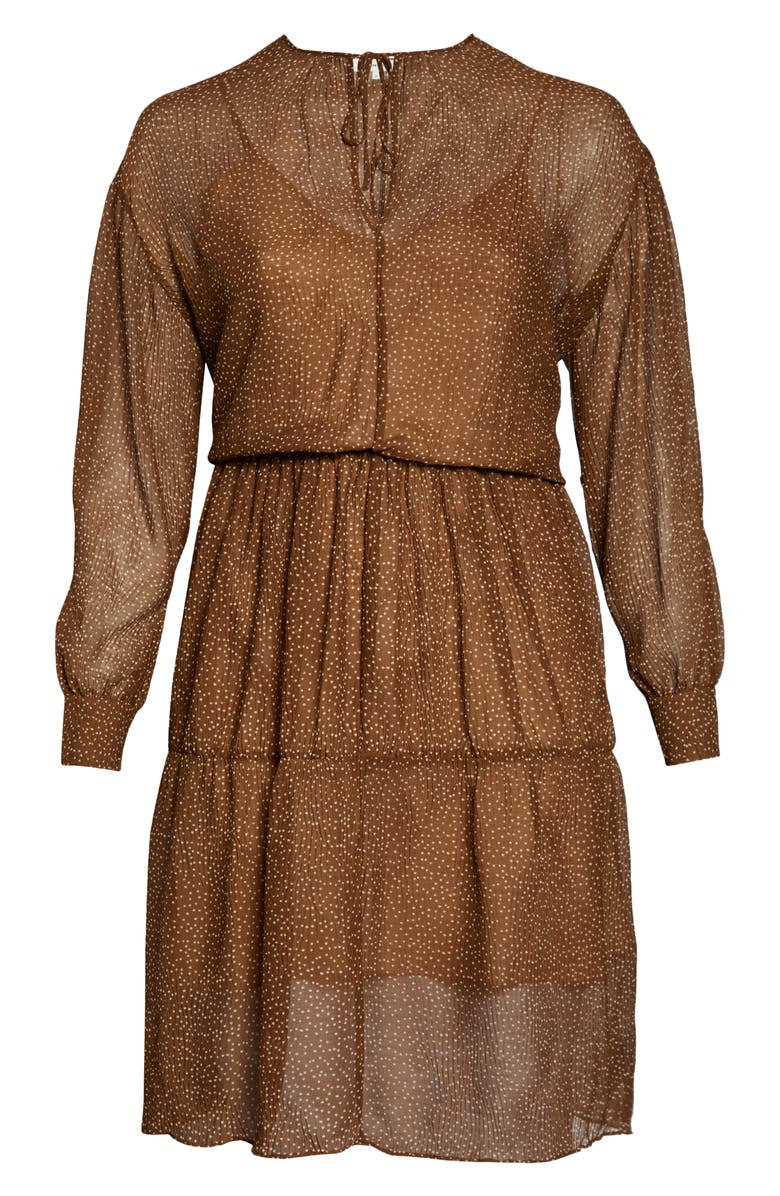 Vince Starry Dot Shirred Long Sleeve Dress, Alternate, color, Verona