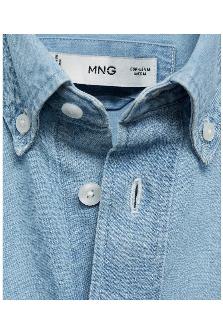 Regular Fit Cotton & Linen Denim Button-Down Shirt, Alternate, color, LIGHT BLUE