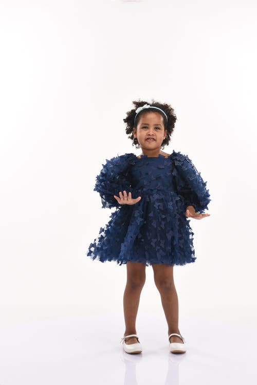 Tulleen Bell Mariposa Dress In Navy