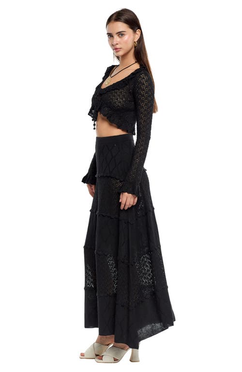Capittana Addie Openwork Crochet Crop Cover-up Top In Black