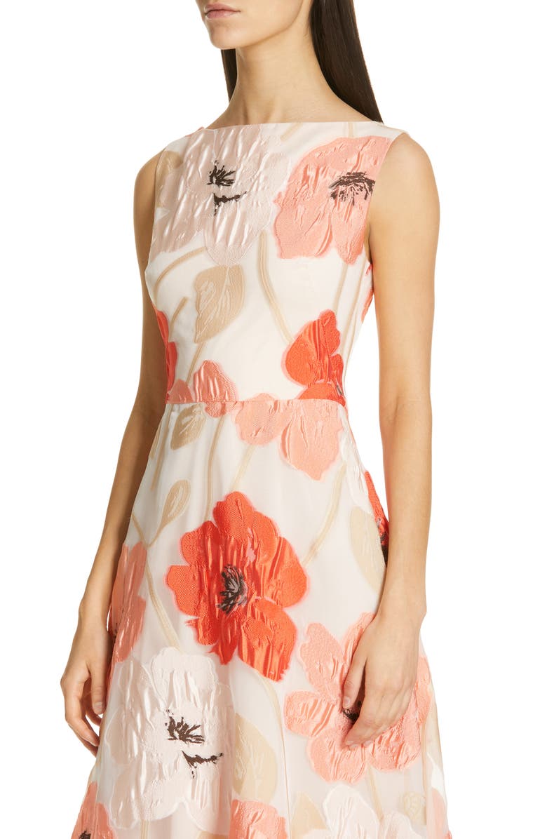 Lela Rose Oversize Floral Fil Coupé Midi Dress, Alternate, color,